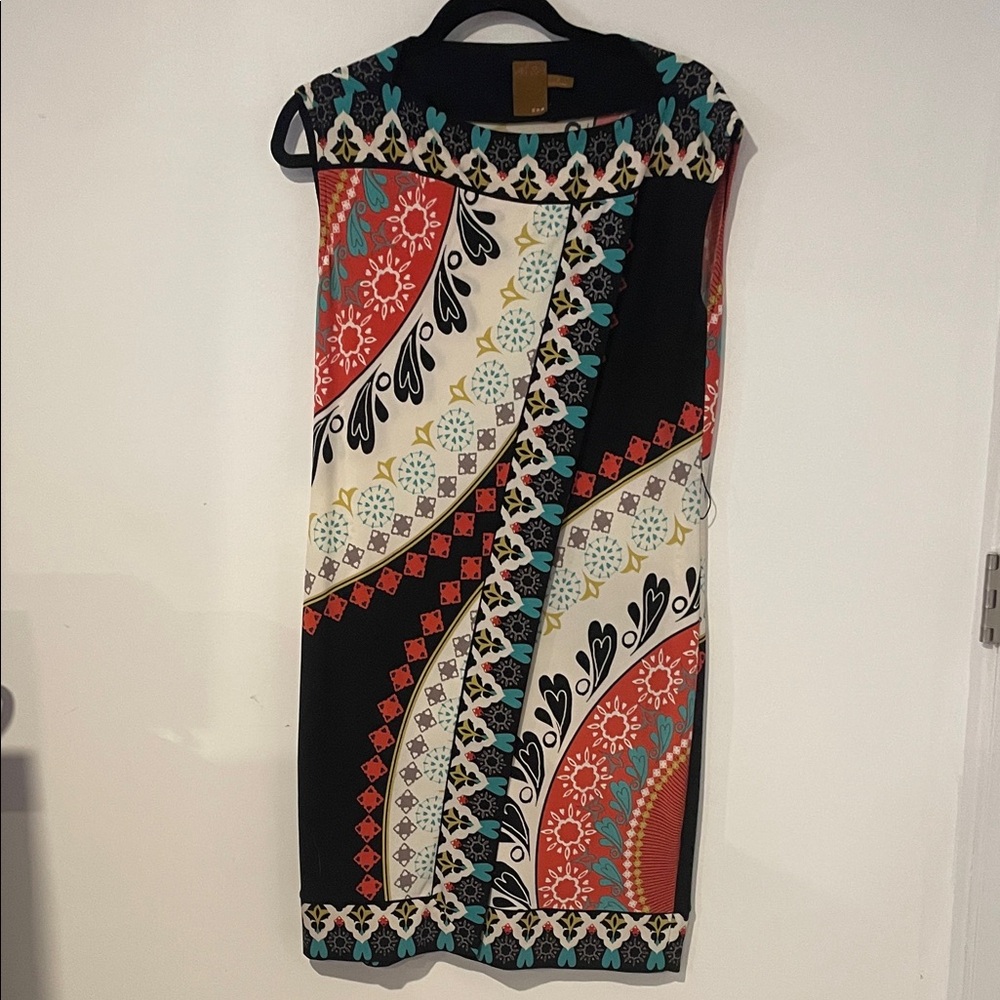 Ali Ro Vibrant Black and Red Midi Dress